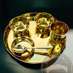 Premium Pure Brass Kansa Dinner Set – 6 Piece Ayurvedic Tableware