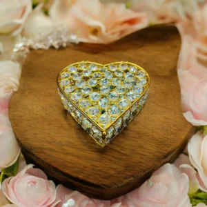 Metal Crystal Heart-shaped Jewellery Box| Valentine's Gift|(Gold)