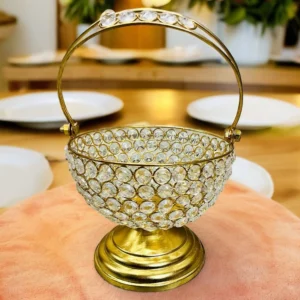 Iron Crystal Decorative Bowl (Pack of 1, Gold)