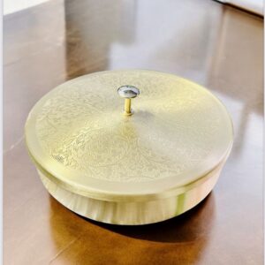 Pure Brass Round Masala Box Etching | Traditional Spice Storage Container | Kitchen Essentials