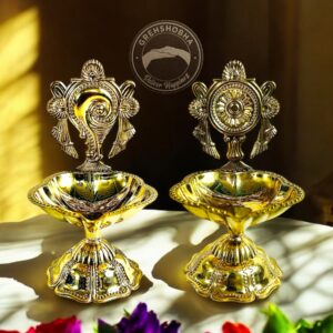 Pure Lead-Free Brass Table Diya (set of 2) – 3.5 Inch Traditional Pooja Oil Lamp Set for Home Temple, Aarti & Meditation | Tarnish Resistant | Ideal for Diwali, Navratri & Daily Prayer