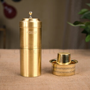 Grehshobha Pure Brass Coffee Filter Dabra Set Traditional South Indian Filter Coffee Maker