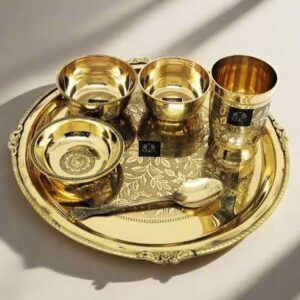 Grehshobha Premium Brass Thali Set | Pure Bronze Dinner Set | Traditional Indian Dining