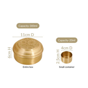 Grehshobha Pure Brass Round Masala Box | Lead Free Brass Spice Storage | Traditional Kitchen Masala Dabba