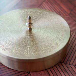 Grehshobha Pure Brass Masala Box Golden Finish | Traditional Indian Spice Storage Box