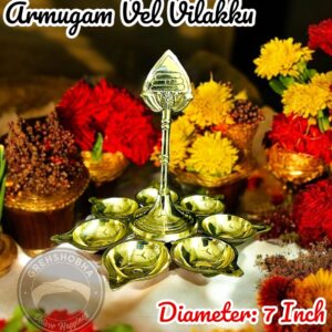 Grehshobha Pure Brass Kansa Arumugam Vilakku Diya | Six Face Traditional South Indian Pooja Lamp