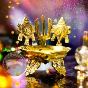 Grehshobha Pure Brass Kansa Namah Vilakku Diya | Traditional Pooja Lamp