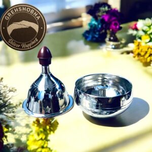 Grehshobha Pure Brass Kansa Apple Silver Diya | Handmade Pooja Diya | Decorative Oil Lamp