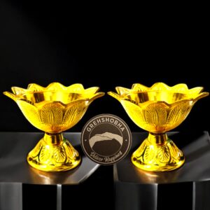 Grehshobha Devdas Gold Diya in Pure Brass Kansa Traditional Pooja Lamp