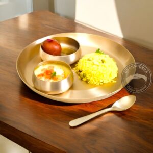 Grehshobha Pure Kansa Bronze Dinner Set Lead Free Rajwadi Matte Finish Traditional Tableware