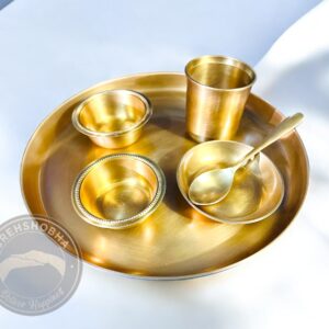 Grehshobha Pure Bronze Kansa Dinner Set Lead Free Ancient Antique Finish